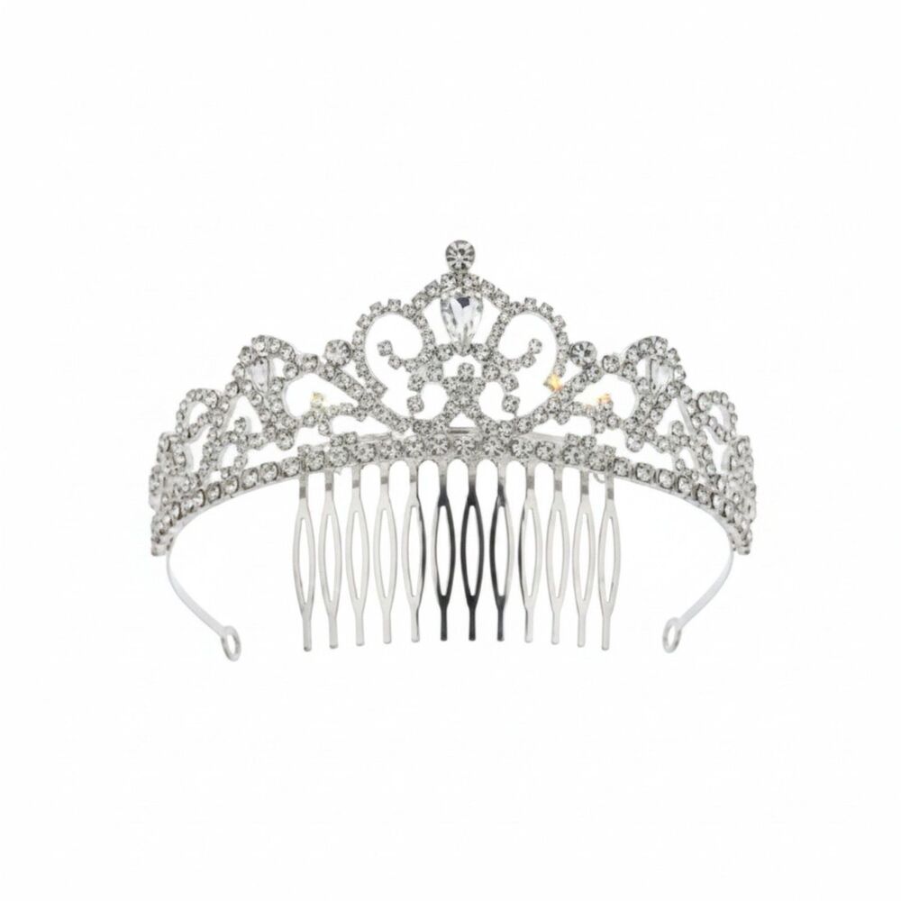 VINTAGE SILVER CRYSTAL TIARA /‎ BRIDAL WEDDING HEADPIECE